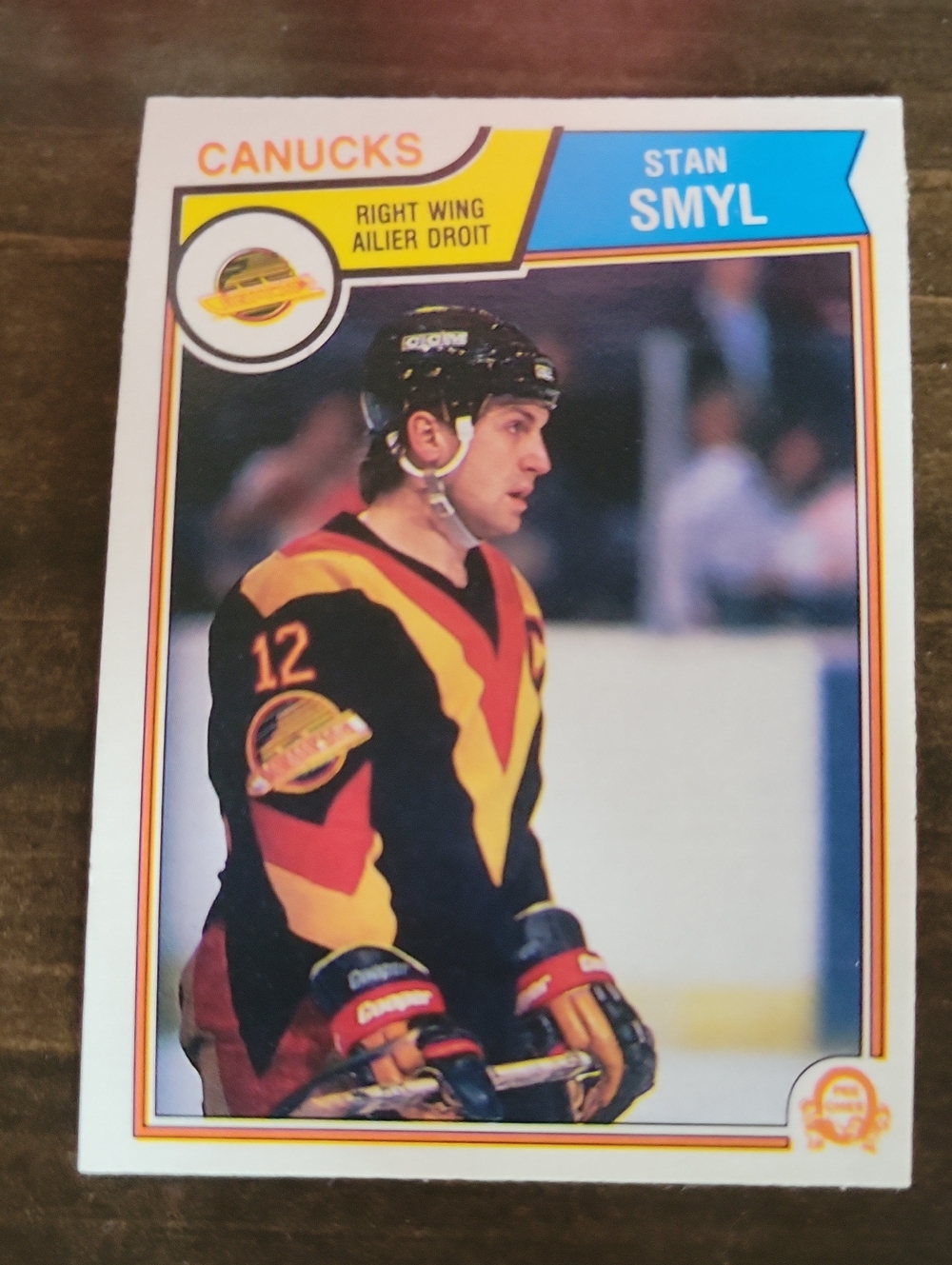 1983/84 OPC Stan Smyl Vancouver Canucks Hockey Card - Black, Yellow & Red